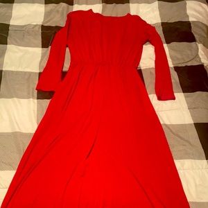 Long sleeved red maxi dress